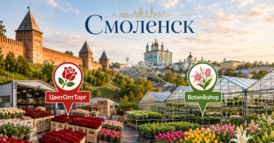 Цветы оптом в Смоленске: 2 проверенных поставщика